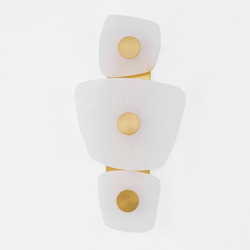 Holmdel Alabaster Wall Sconce in Aged Brass | Modern LED Wall Light