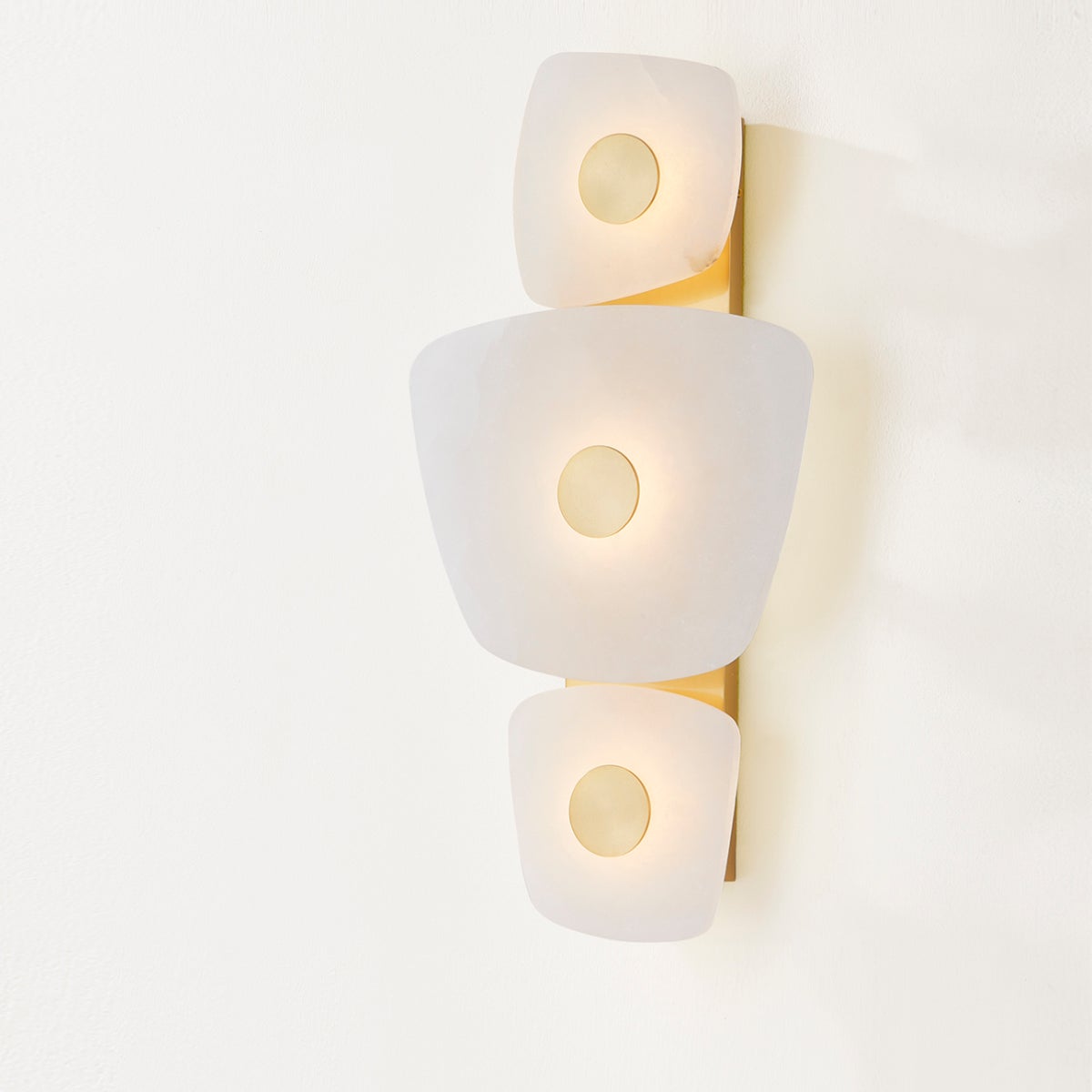 Holmdel Alabaster Wall Sconce in Aged Brass | Modern LED Wall Light