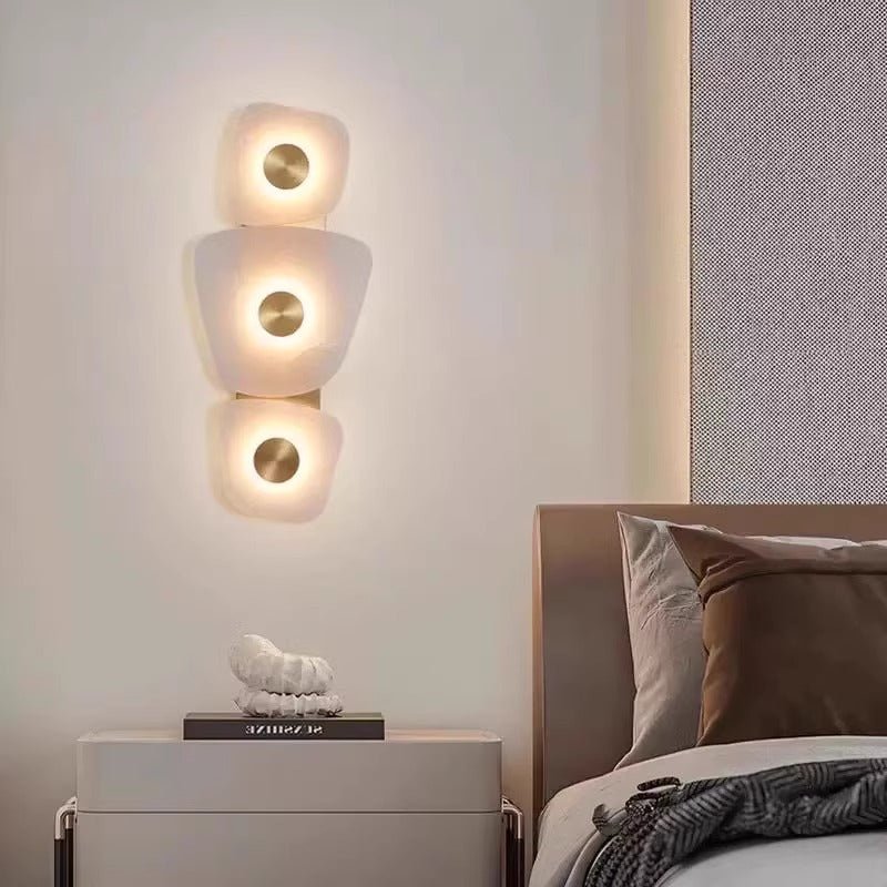Holmdel Alabaster Wall Sconce in Aged Brass | Modern LED Wall Light