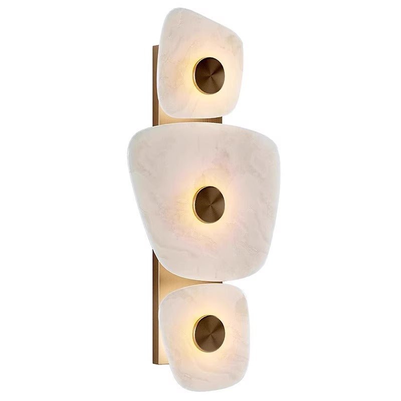 Holmdel Alabaster Wall Sconce in Aged Brass | Modern LED Wall Light