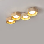 Honeycomb Travertine Ceiling Light – Natural Stone Flush Mount