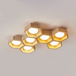 Honeycomb Travertine Ceiling Light – Natural Stone Flush Mount