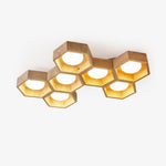Honeycomb Travertine Ceiling Light – Natural Stone Flush Mount