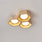 Honeycomb Travertine Ceiling Light – Natural Stone Flush Mount