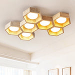 Honeycomb Travertine Ceiling Light – Natural Stone Flush Mount