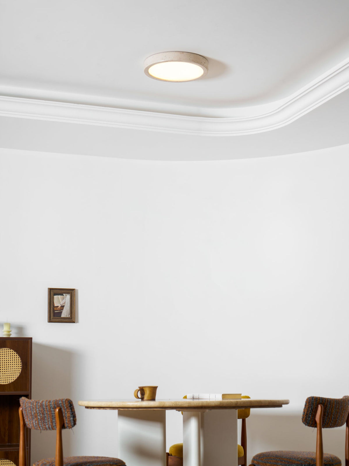 Horizon Travertine Ceiling Light – Modern Minimalist Flush Mount