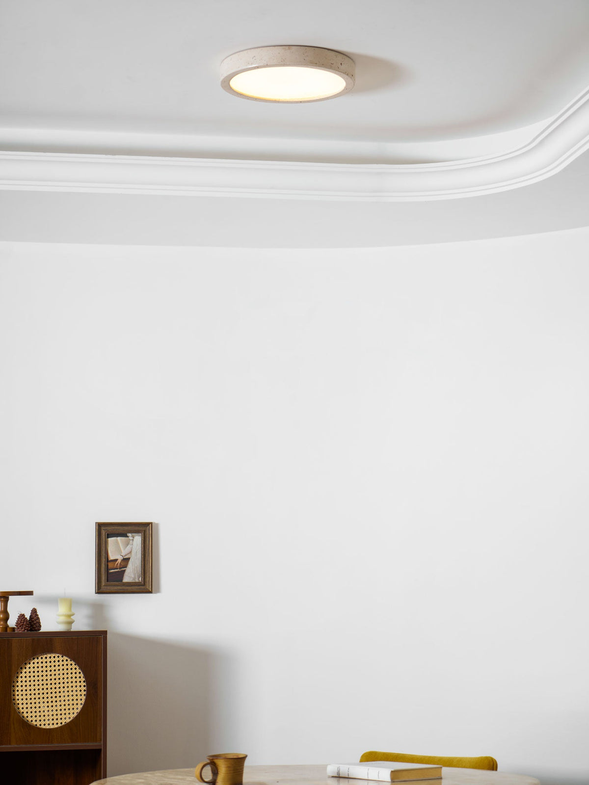 Horizon Travertine Ceiling Light – Modern Minimalist Flush Mount