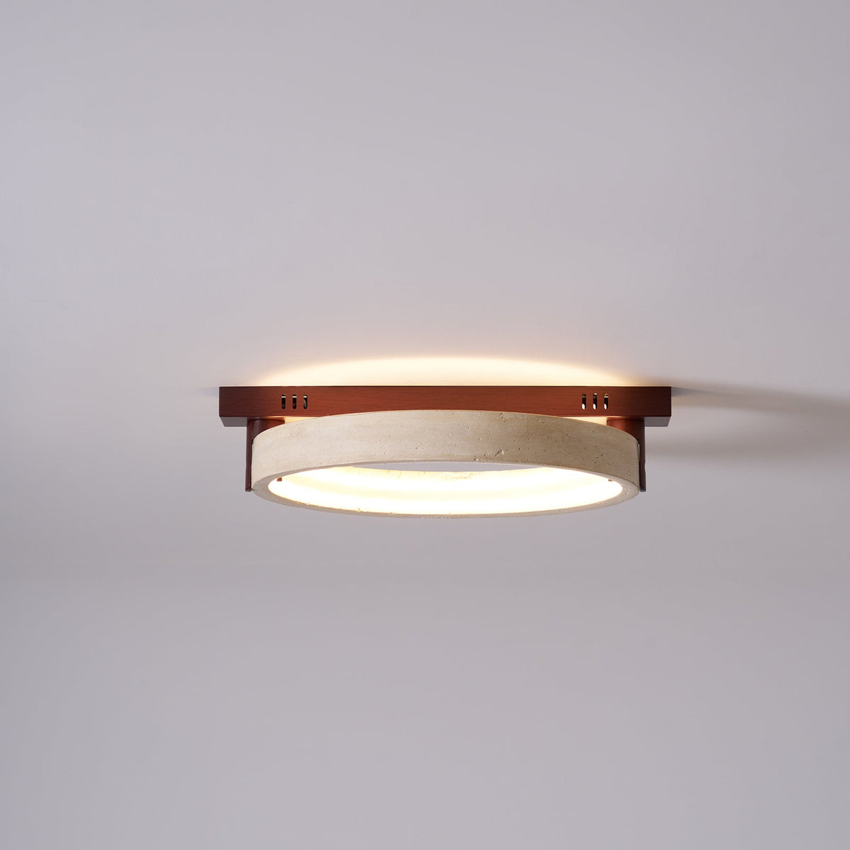 Horizon Ring Ceiling Lamp in Natural Travertine | Modern Flush Mount LED Light
