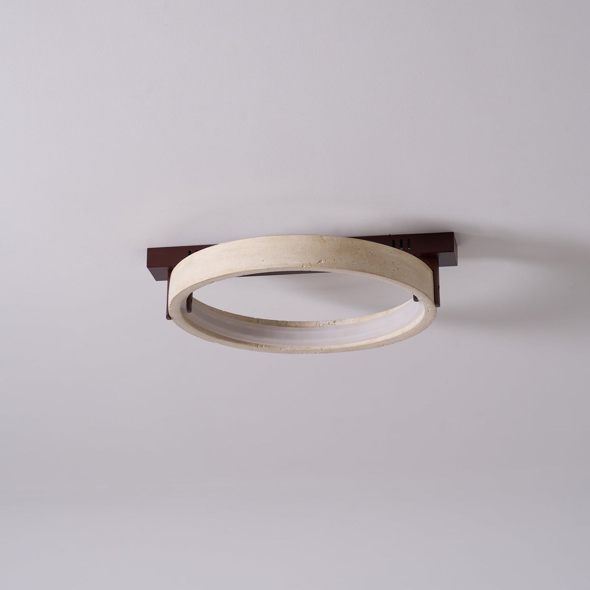 Horizon Ring Ceiling Lamp in Natural Travertine | Modern Flush Mount LED Light