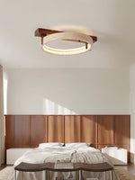 Horizon Ring Ceiling Lamp in Natural Travertine | Modern Flush Mount LED Light