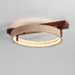 Horizon Ring Ceiling Lamp in Natural Travertine | Modern Flush Mount LED Light