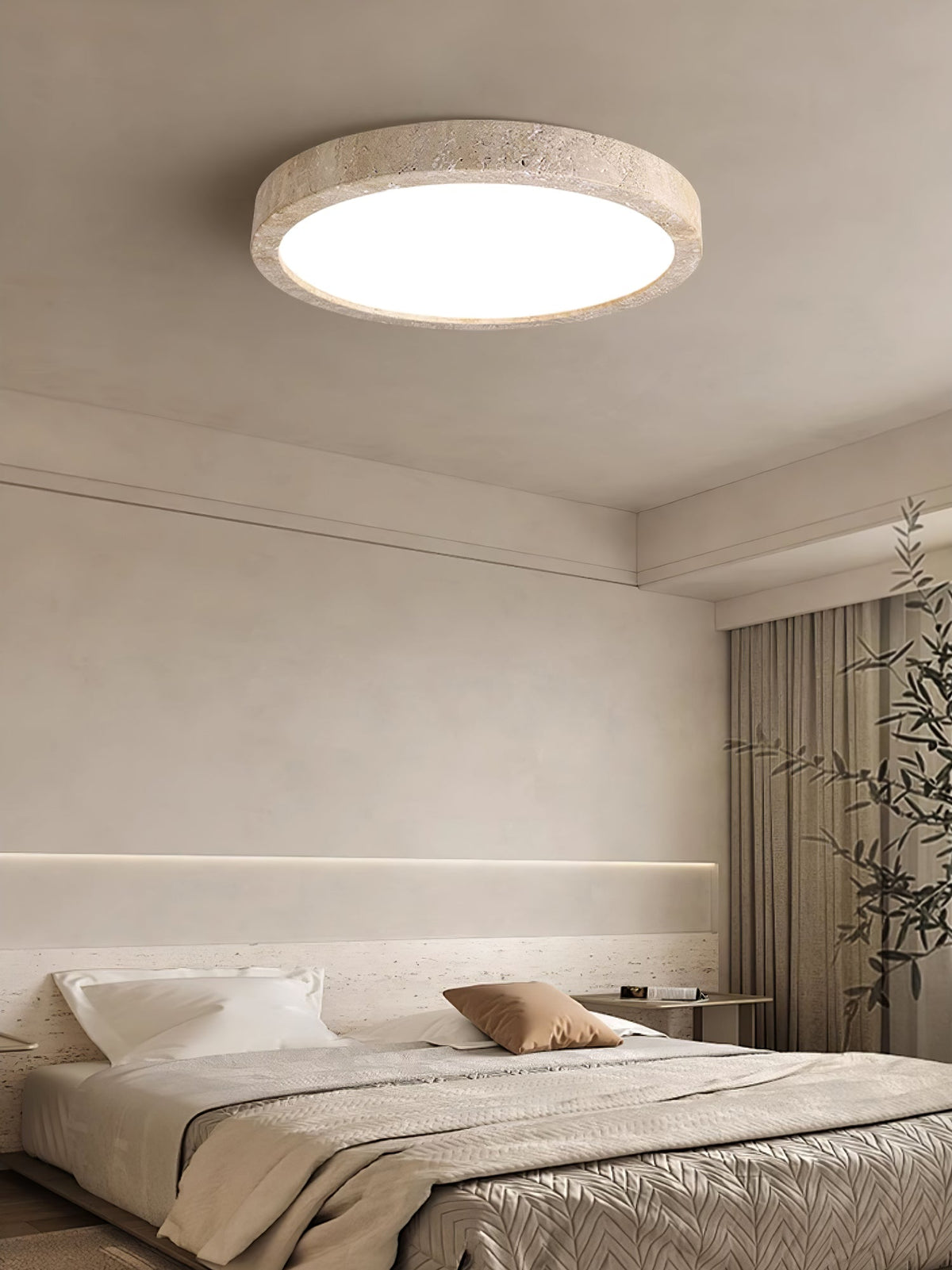 Horizon Travertine Ceiling Light – Modern Minimalist Flush Mount