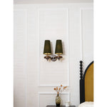 Orlan Twin Fabric Shade Wall Sconce in Walnut and Bronze