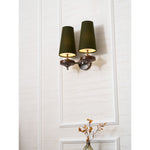 Orlan Twin Fabric Shade Wall Sconce in Walnut and Bronze