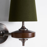Orlan Twin Fabric Shade Wall Sconce in Walnut and Bronze