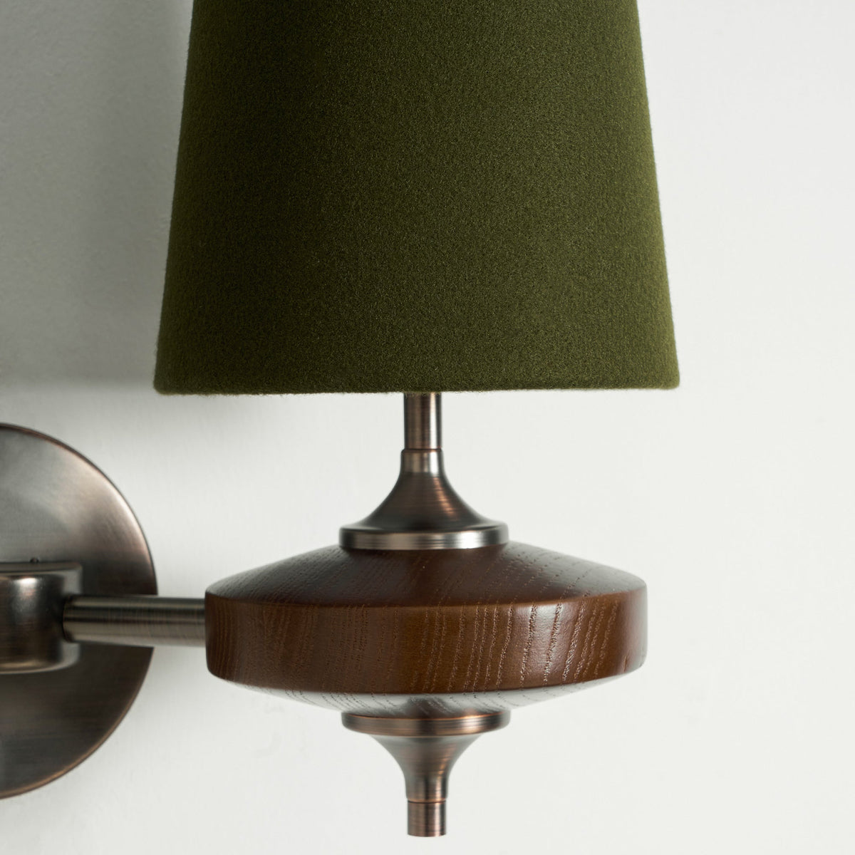 Orlan Twin Fabric Shade Wall Sconce in Walnut and Bronze