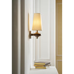 Orlan Twin Fabric Shade Wall Sconce in Walnut and Bronze