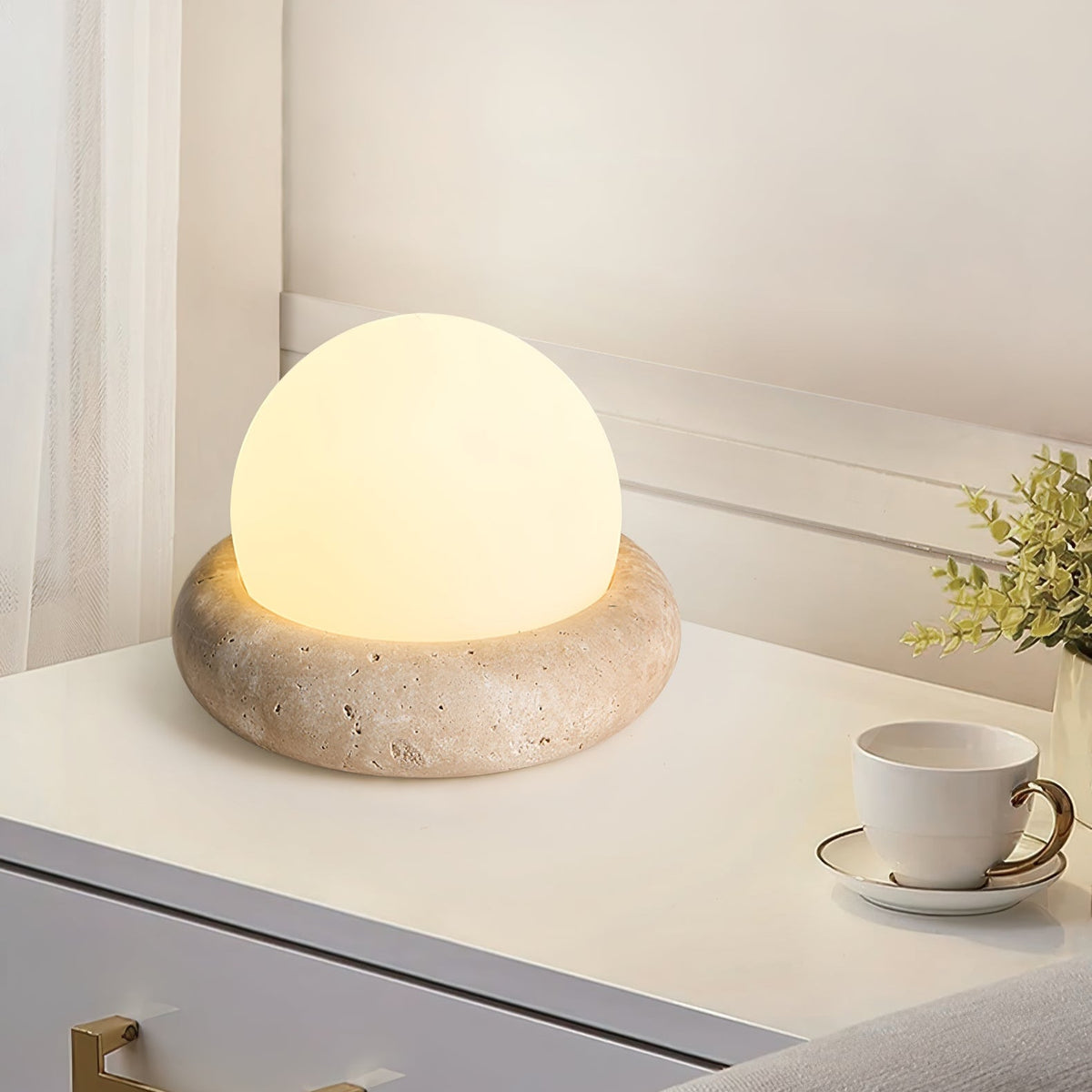 Huae Travertine Table Lamp with Integrated LED