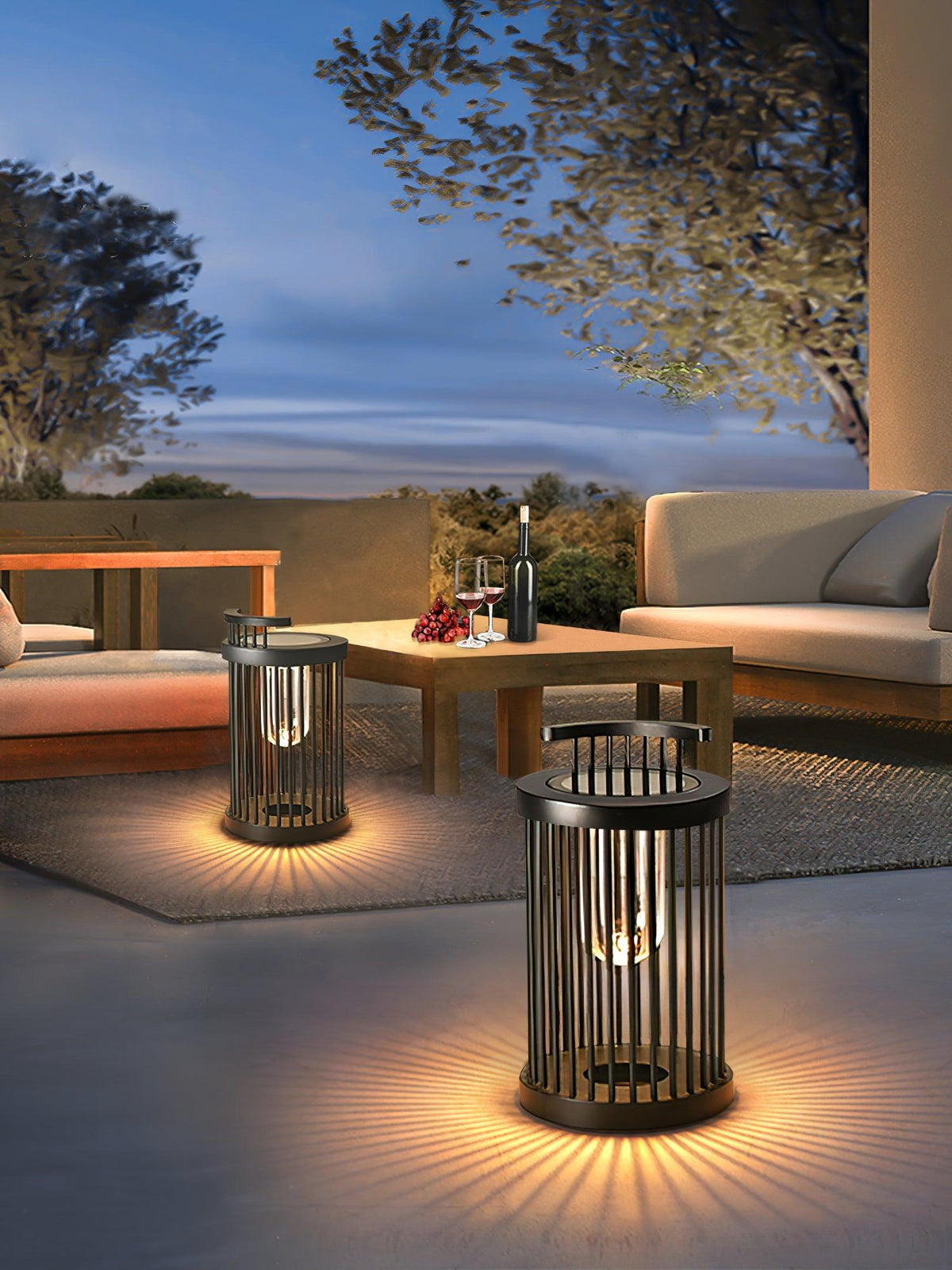 Art Deco Hurricane Ruhlmann Outdoor LED Table Lamp in Black