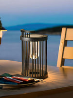Art Deco Hurricane Ruhlmann Outdoor LED Table Lamp in Black