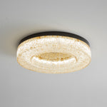 Ice Crack Circle Flush Mount Ceiling Light in Brass and Resin