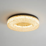 Ice Crack Circle Flush Mount Ceiling Light in Brass and Resin
