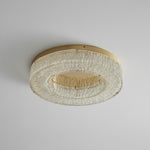 Ice Crack Circle Flush Mount Ceiling Light in Brass and Resin