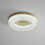 Ice Crack Circle Flush Mount Ceiling Light in Brass and Resin