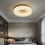 Ice Crack Circle Flush Mount Ceiling Light in Brass and Resin