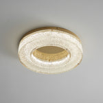Ice Crack Circle Flush Mount Ceiling Light in Brass and Resin