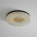 Ice Crack Circle Flush Mount Ceiling Light in Brass and Resin