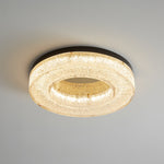 Ice Crack Circle Flush Mount Ceiling Light in Brass and Resin