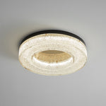 Ice Crack Circle Flush Mount Ceiling Light in Brass and Resin