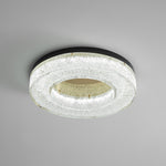 Ice Crack Circle Flush Mount Ceiling Light in Brass and Resin