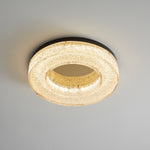 Ice Crack Circle Flush Mount Ceiling Light in Brass and Resin