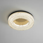 Ice Crack Circle Flush Mount Ceiling Light in Brass and Resin