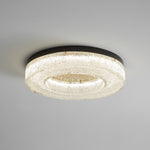 Ice Crack Circle Flush Mount Ceiling Light in Brass and Resin