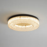 Ice Crack Circle Flush Mount Ceiling Light in Brass and Resin