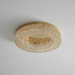 Ice Crack Circle Flush Mount Ceiling Light in Brass and Resin