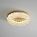 Ice Crack Circle Flush Mount Ceiling Light in Brass and Resin