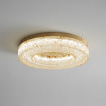 Ice Crack Circle Flush Mount Ceiling Light in Brass and Resin