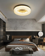 Ice Crack Circle Flush Mount Ceiling Light in Brass and Resin
