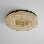 Ice Crack Circle Flush Mount Ceiling Light in Brass and Resin