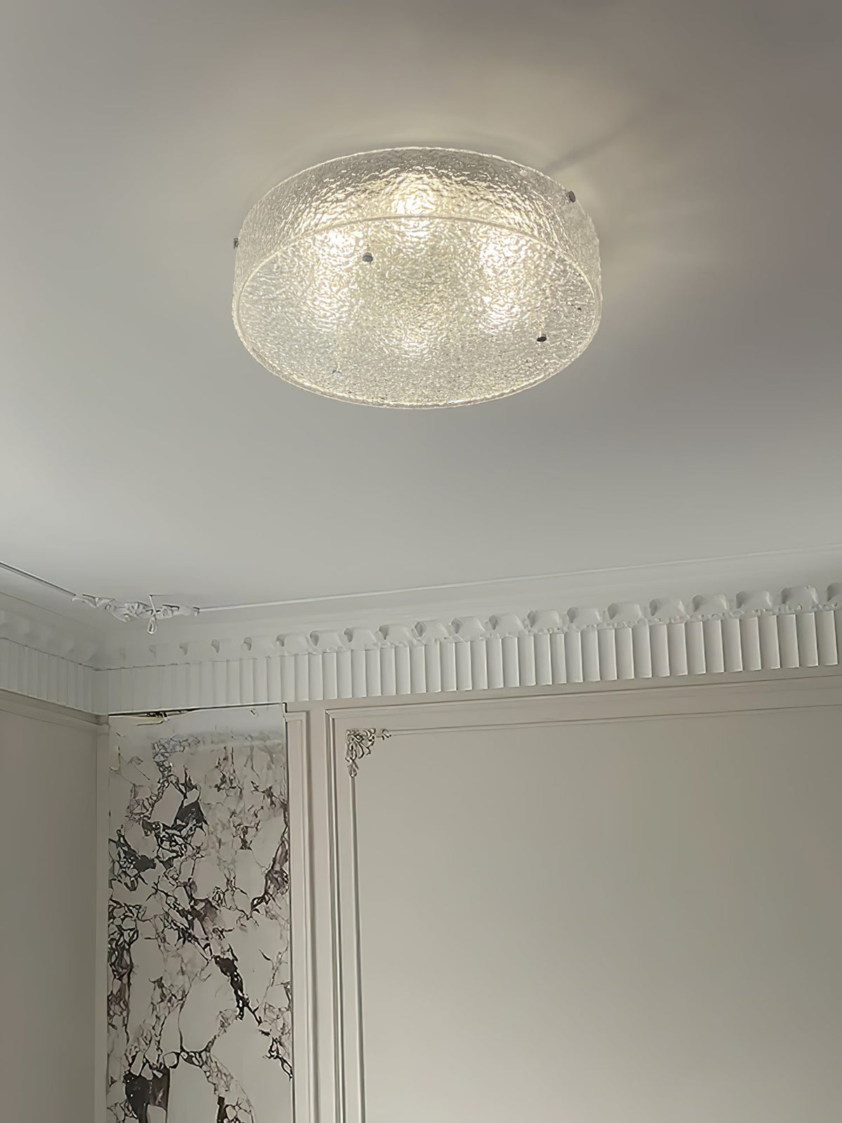 Illuminese Modern Flush Mount Ceiling Light with Acrylic Shade, Nickel Finish