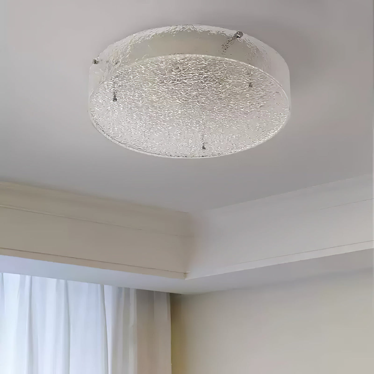 Illuminese Modern Flush Mount Ceiling Light with Acrylic Shade, Nickel Finish