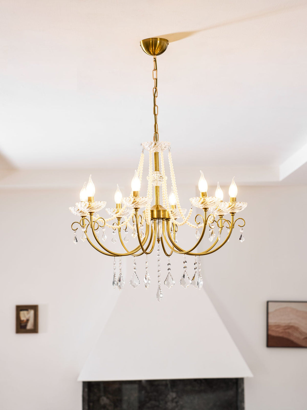 Imperial Pearl Crystal Chandelier – Gold Finish, E14, 6 & 8 Light Options