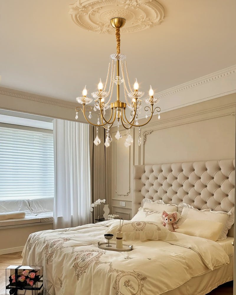 Imperial Pearl Crystal Chandelier – Gold Finish, E14, 6 & 8 Light Options