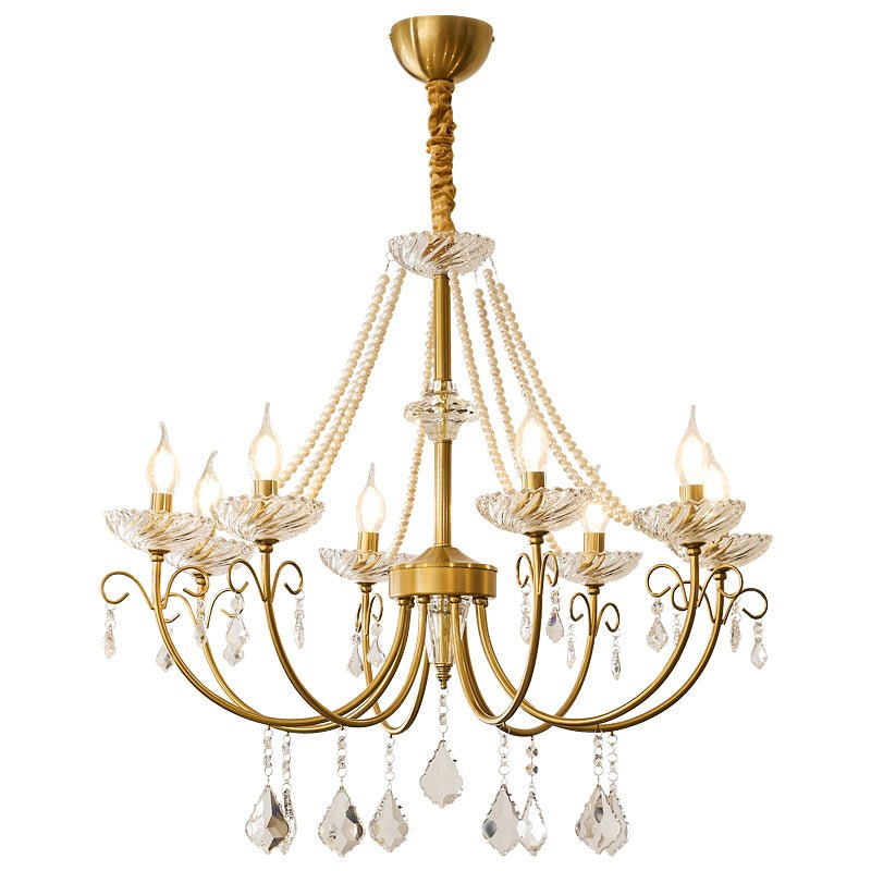 Imperial Pearl Crystal Chandelier – Gold Finish, E14, 6 & 8 Light Options