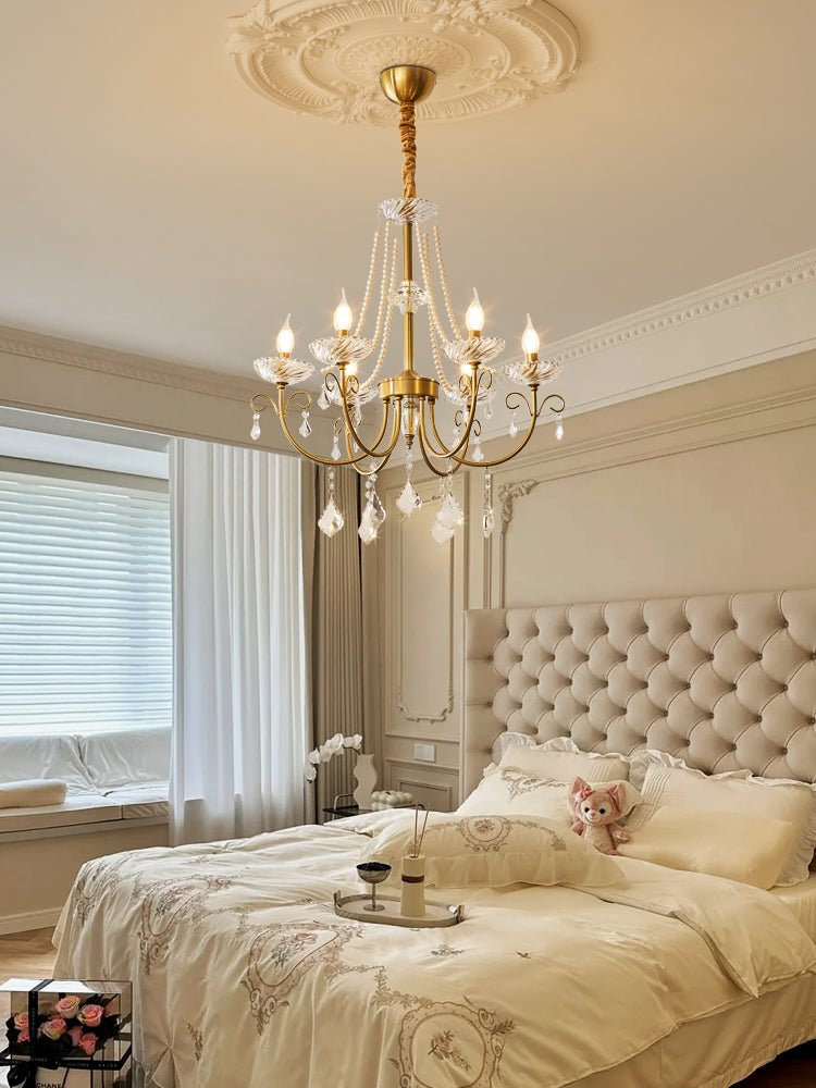 Imperial Pearl Crystal Chandelier – Gold Finish, E14, 6 & 8 Light Options