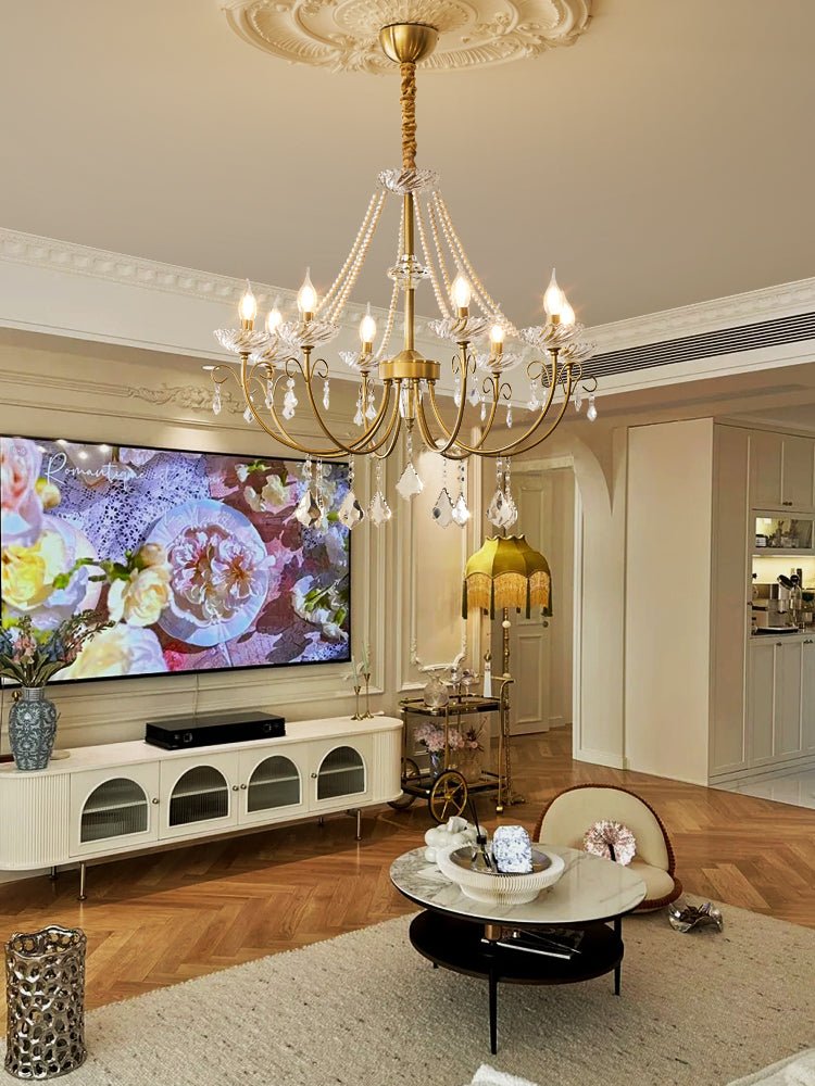 Imperial Pearl Crystal Chandelier – Gold Finish, E14, 6 & 8 Light Options